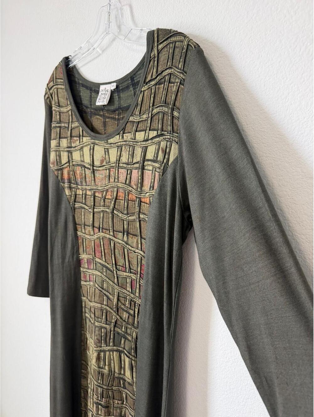 Parsley & Sage 3/4 Sleeve Round Neck Textured Boho Shirt Dress Women's Size M - Picture 6 of 8